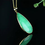 Green Jade Water Drop Pendant 925 Silver Necklace - Chinese Charm Jewelry