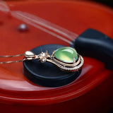 Green Jade Water Drop Pendant 925 Silver Necklace Jadeite Chalcedony Amulet