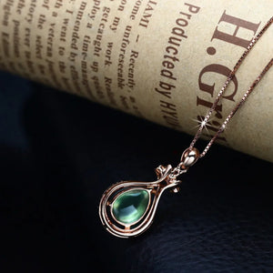 Green Jade Water Drop Pendant 925 Silver Necklace Jadeite Chalcedony Amulet