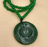 Jade Yin Yang Pendant Necklace Hand-Carved Luck Amulet