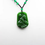 Green Jade Zodiac Dog Pendant Necklace Chinese Jewelry Hand-Carved Jadeite Charm
