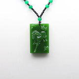 Green Jade Zodiac Horse Pendant Necklace Jadeite Jewelry