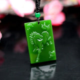 Green Jade Zodiac Horse Pendant Necklace Jadeite Jewelry
