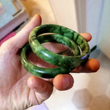 Natural Green Jades Bangles Hand Carved Emerald Jade Bracelet Women