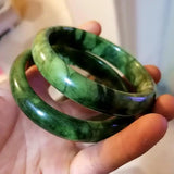 Natural Green Jades Bangles Hand Carved Emerald Jade Bracelet Women
