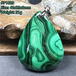 Green Malachite Chrysocolla Crystal Pendant 40x29x8mm Silver Jewelry