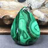 Green Malachite Chrysocolla Crystal Pendant 40x29x8mm Silver Jewelry