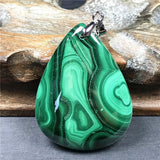 Green Malachite Chrysocolla Crystal Pendant 40x29x8mm Silver Jewelry