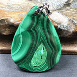 Green Malachite Chrysocolla Crystal Pendant 40x29x8mm Silver Jewelry