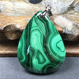 Green Malachite Chrysocolla Crystal Pendant 40x29x8mm Silver Jewelry