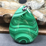 Green Malachite Chrysocolla Crystal Pendant - Luck Gemstone Silver Jewelry