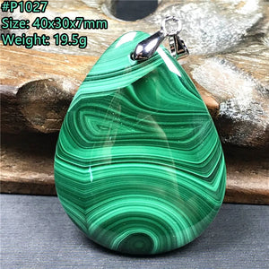 Green Malachite Chrysocolla Crystal Pendant - Luck Gemstone Silver Jewelry