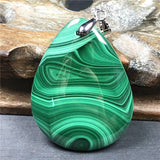 Green Malachite Chrysocolla Crystal Pendant - Luck Gemstone Silver Jewelry