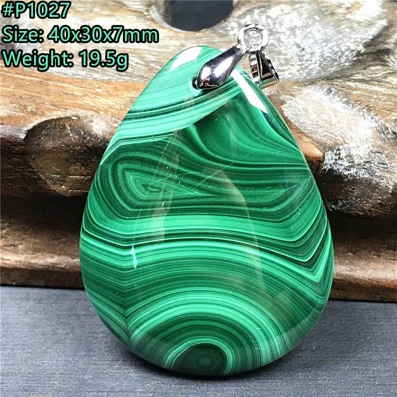 Green Malachite Chrysocolla Crystal Pendant - Luck Gemstone Silver Jewelry