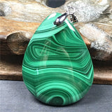 Green Malachite Chrysocolla Crystal Pendant - Luck Gemstone Silver Jewelry