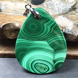 Green Malachite Chrysocolla Crystal Pendant - Luck Gemstone Silver Jewelry