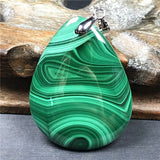 Green Malachite Chrysocolla Crystal Pendant - Luck Gemstone Silver Jewelry