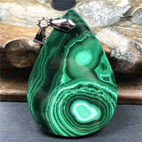 Green Malachite Chrysocolla Crystal Pendant 43x30x7mm Silver Jewelry