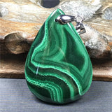 Green Malachite Chrysocolla Crystal Pendant 43x30x7mm Silver Jewelry