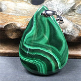 Green Malachite Chrysocolla Crystal Pendant 43x30x7mm Silver Jewelry