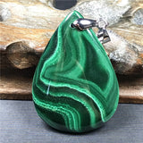 Green Malachite Chrysocolla Crystal Pendant 43x30x7mm Silver Jewelry
