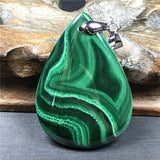 Green Malachite Chrysocolla Crystal Pendant 43x30x7mm Silver Jewelry
