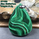 Green Malachite Chrysocolla Crystal Pendant 43x30x7mm Silver Jewelry