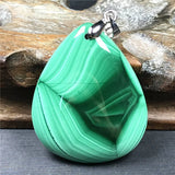 Green Malachite Chrysocolla Pendant 38x30x8mm Silver Jewelry