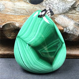 Green Malachite Chrysocolla Pendant 38x30x8mm Silver Jewelry