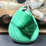 Green Malachite Chrysocolla Pendant 38x30x8mm Silver Jewelry