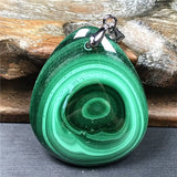 Natural Green Malachite Chrysocolla Pendant Healing Gift Silver Jewelry