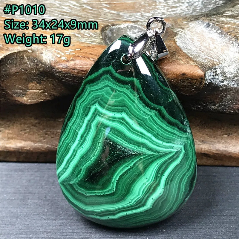 Malachite Chrysocolla Pendant Healing Luck Gift Crystal Stone Silver Jewelry