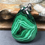 Malachite Chrysocolla Pendant Healing Luck Gift Crystal Stone Silver Jewelry