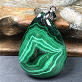Malachite Chrysocolla Pendant Healing Luck Gift Crystal Stone Silver Jewelry