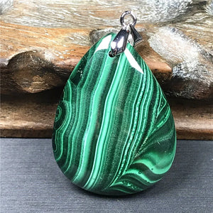 Natural Green Malachite Chrysocolla Pendant Healing Luck Gift