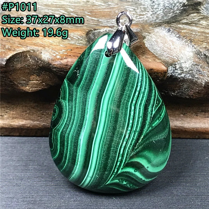 Natural Green Malachite Chrysocolla Pendant Healing Luck Gift