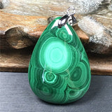 Green Malachite Chrysocolla Pendant Healing Luck 38x27x7mm Beads