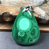 Green Malachite Chrysocolla Pendant Healing Luck 38x27x7mm Beads