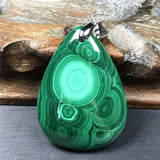 Green Malachite Chrysocolla Pendant Healing Luck 38x27x7mm Beads
