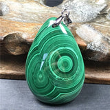 Green Malachite Chrysocolla Pendant Jewelry Luck Gift Silver Crystal