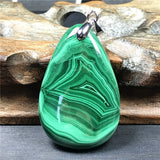 Malachite Chrysocolla Pendant 38x25x7mm Silver Crystal Gemstone