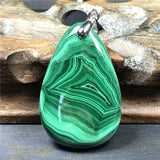 Malachite Chrysocolla Pendant 38x25x7mm Silver Crystal Gemstone