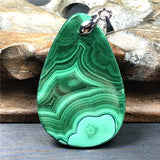 Malachite Chrysocolla Pendant 38x25x7mm Silver Crystal Gemstone