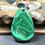 Malachite Chrysocolla Pendant 38x25x7mm Silver Crystal Gemstone
