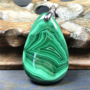 Malachite Chrysocolla Pendant 38x25x7mm Silver Crystal Gemstone