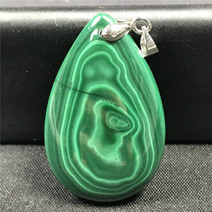 Green Malachite Chrysocolla Pendant - Luck Gift - Silver Jewelry