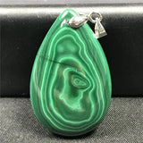 Green Malachite Chrysocolla Pendant - Luck Gift - Silver Jewelry