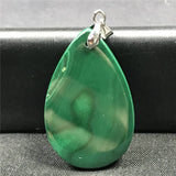 Green Malachite Chrysocolla Pendant - Luck Gift - Silver Jewelry