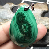 Natural Green Malachite Chrysocolla Pendant - Silver Crystal Gemstone
