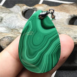 Natural Green Malachite Chrysocolla Pendant - Silver Crystal Gemstone